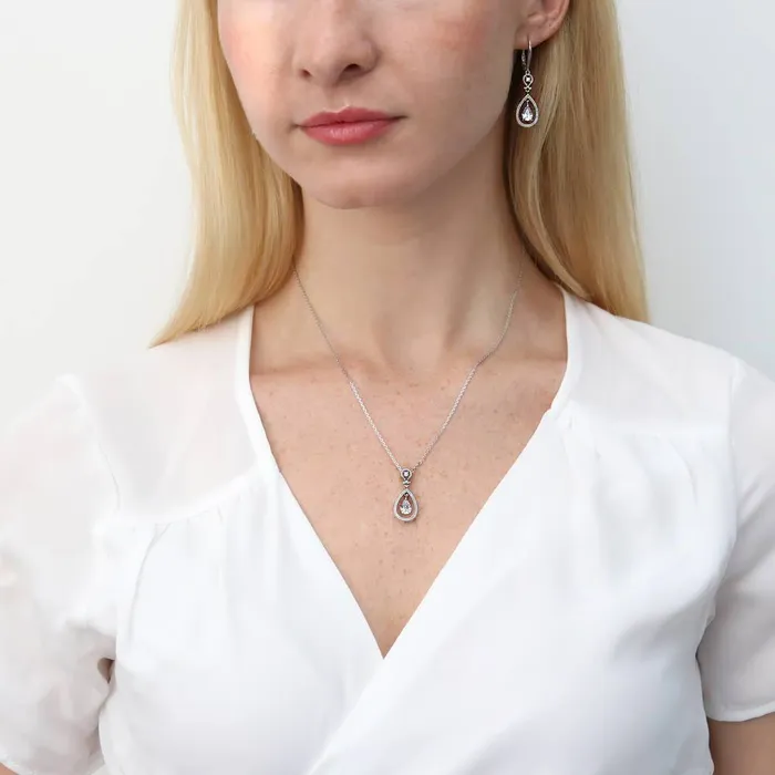 Necklaces BERRICLE Cable Teardrop CZ Necklace in Sterling Silver