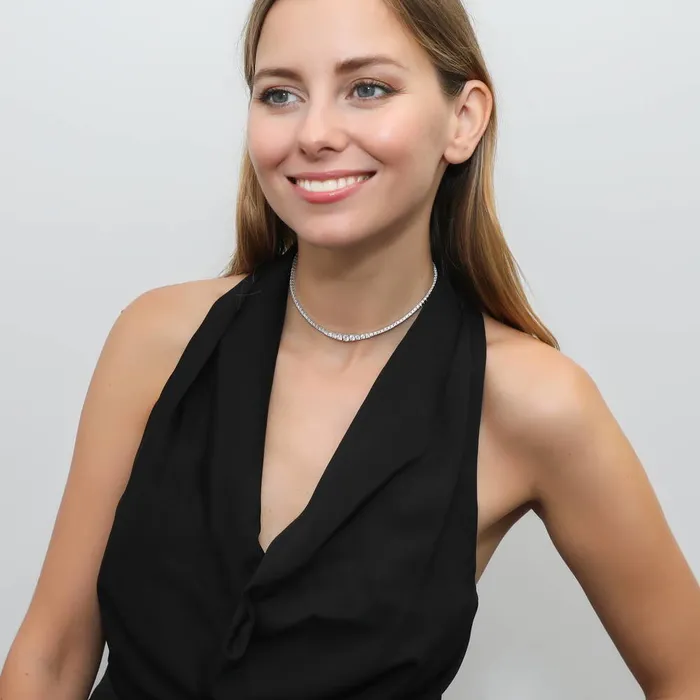 Necklaces BERRICLE Graduated Solitaire 17ct CZ Necklace Set in Sterling Silver
