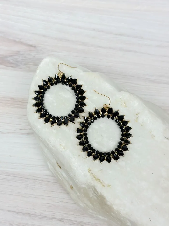 Open Circle Beaded Dangle Earrings Jet Prep Obsessed CT Earrings