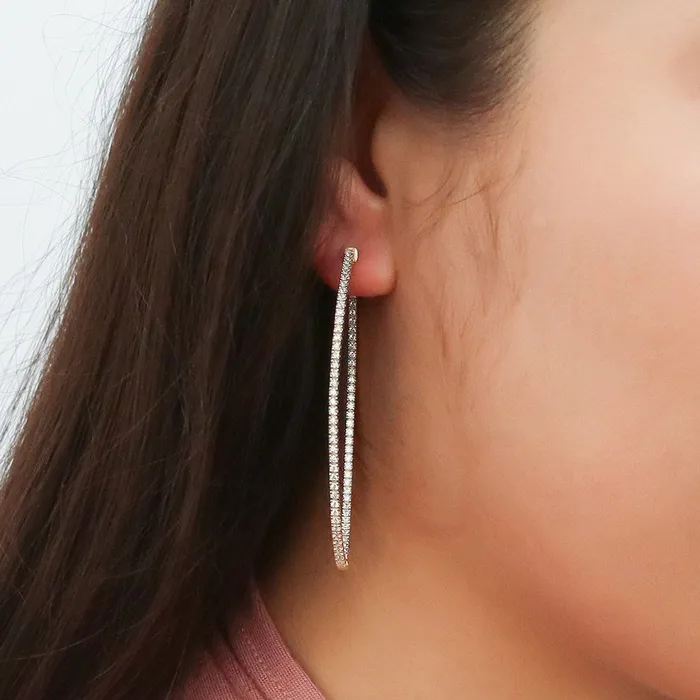 Oval CZ InsideOut Hoop Earrings in Gold Flashed Sterling Silver BERRICLE Earrings