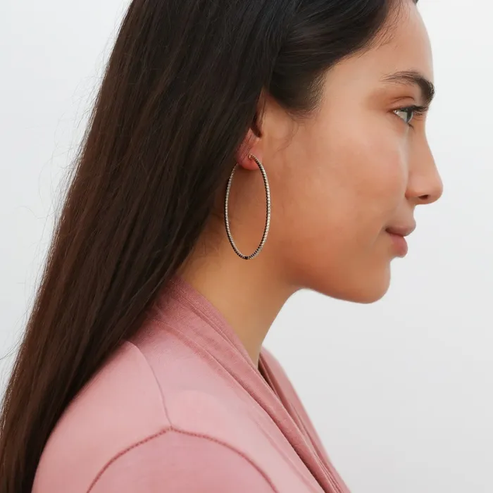 Oval CZ InsideOut Hoop Earrings in Gold Flashed Sterling Silver BERRICLE Earrings