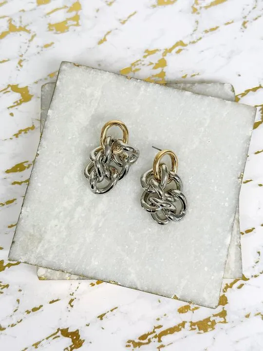 Prep Obsessed TJ Earrings Two Tone Chain Link Earrings