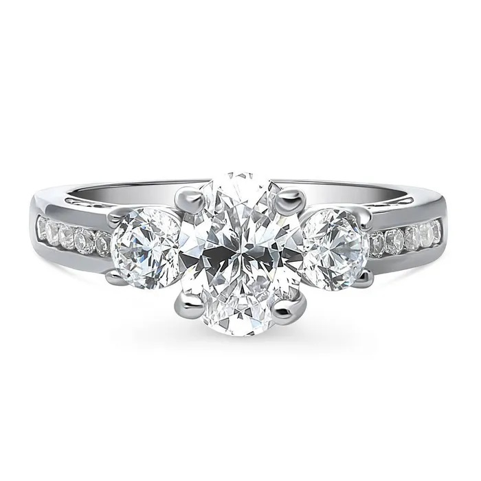 Rings BERRICLE 3Stone 12ct Oval CZ Ring in Sterling Silver