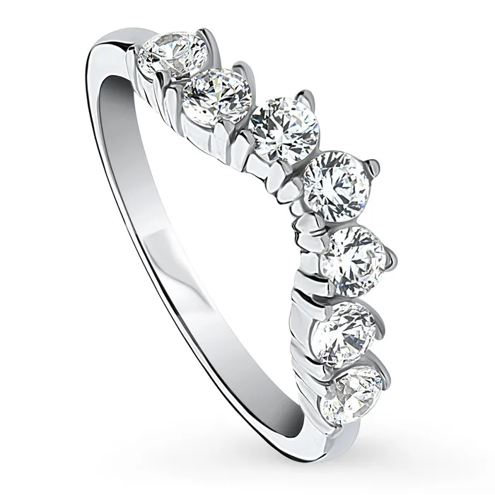 Rings BERRICLE 7Stone Wishbone CZ Eternity Ring in Sterling Silver