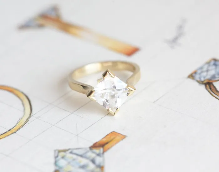 Rings capucinne Princess Moissanite Ring Modern Moissanite Ring