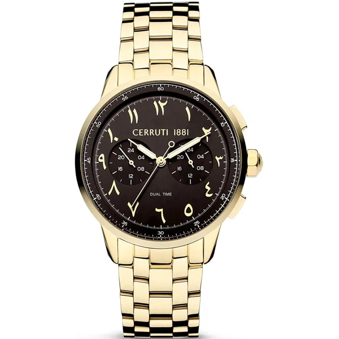 Rings Cerruti Cerruti 1881 Mucciano Mens Brown Dial Gold Tone Watch