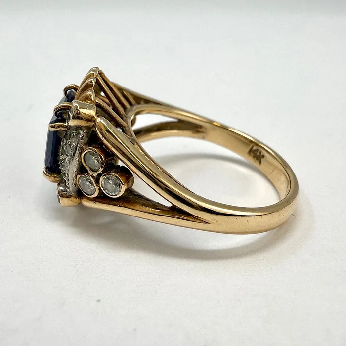 Rings Jewelry 14K Gold Ring with Amethyst and Diamonds