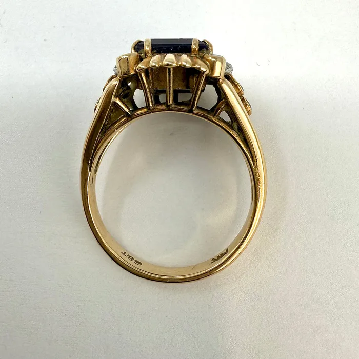 Rings Jewelry 14K Gold Ring with Amethyst and Diamonds