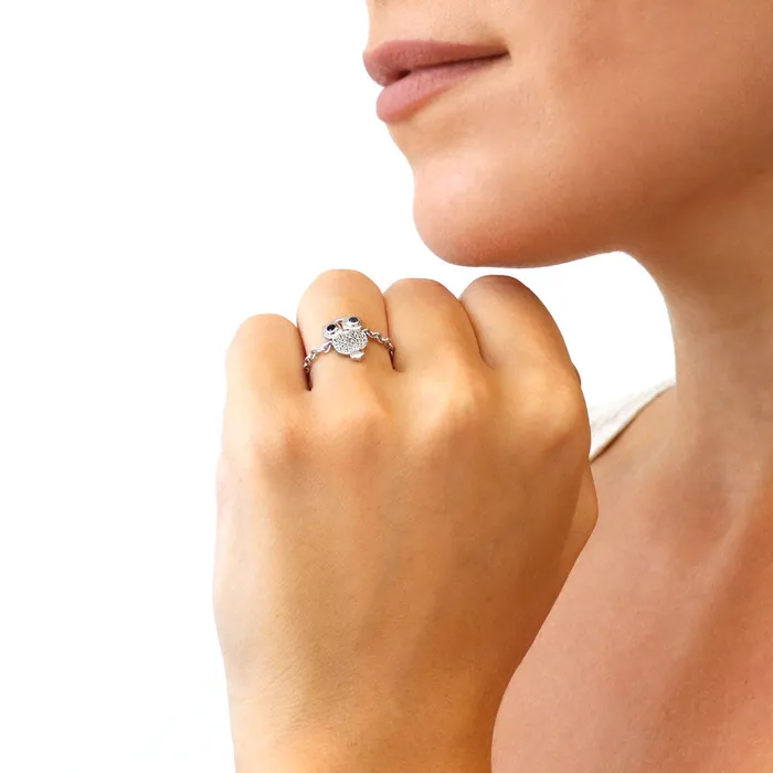 Rings Owl CZ Chain Ring in Sterling Silver BERRICLE