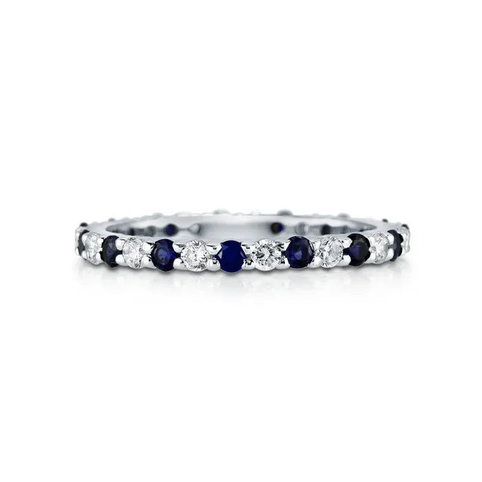 Simulated Blue Sapphire Pave CZ Eternity Ring in Sterling Silver BERRICLE Rings