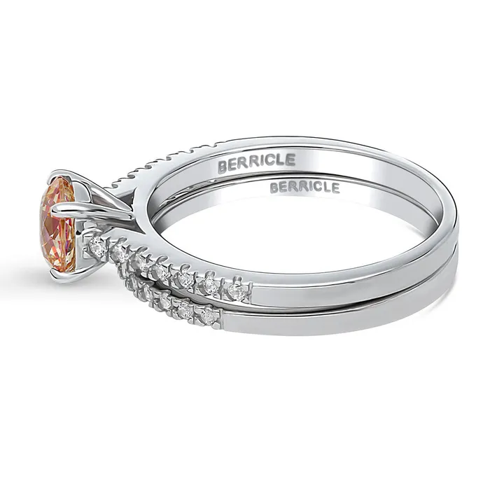 Solitaire Kaleidoscope Red Orange CZ Ring Set in Sterling Silver BERRICLE Rings