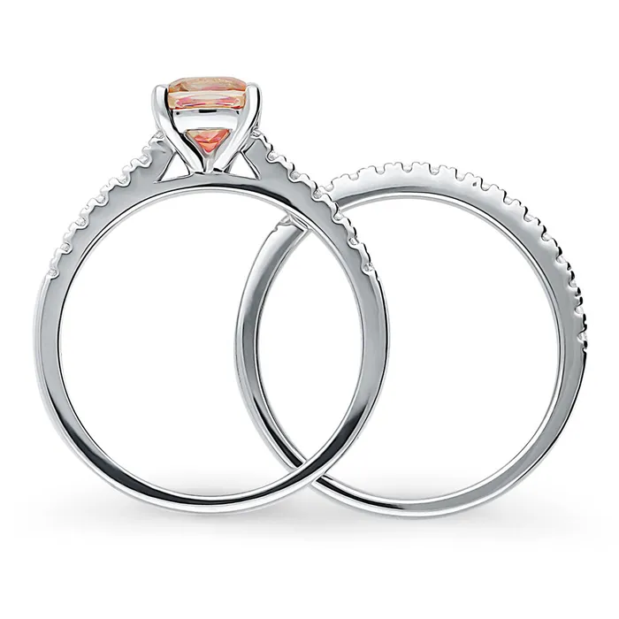 Solitaire Kaleidoscope Red Orange CZ Ring Set in Sterling Silver BERRICLE Rings