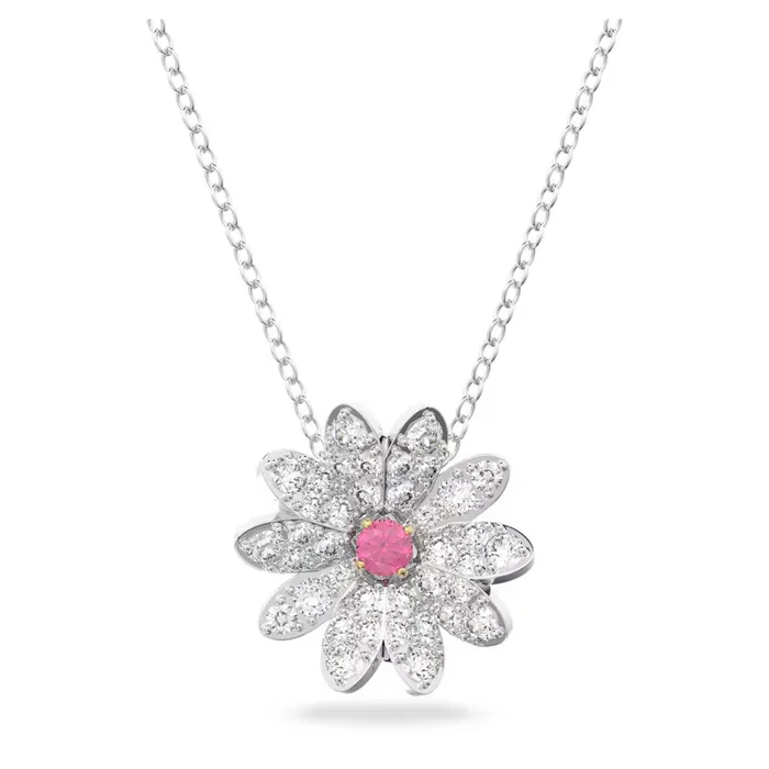 Swarovski Eternal Necklace with Flower Pendant Pink Mixed Metal Finish Swarovski Necklaces