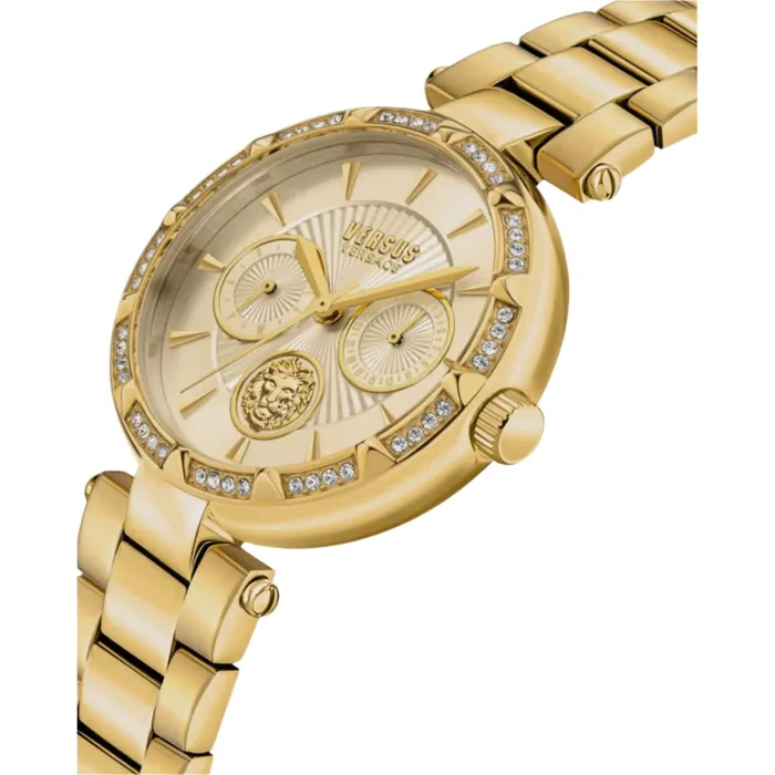 Versus Bracelets Versus Sertie Ladies Champagne Dial Gold Tone Stainless Steel Bracelet Watch