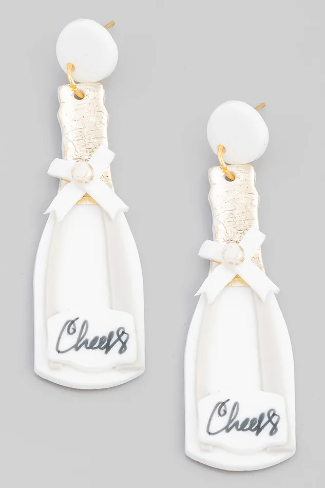 White Cheers Champagne Clay Earrings Fame Accessories Earrings